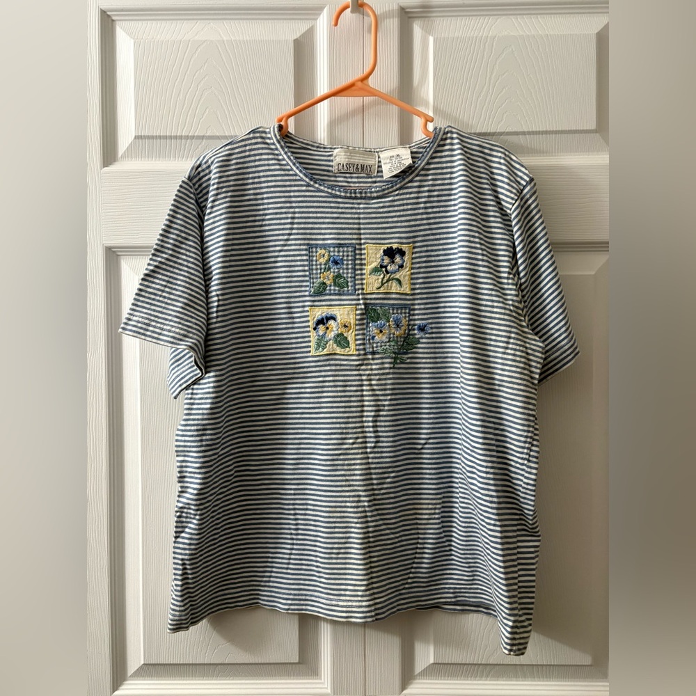 Blue Striped and floral womens Shirt